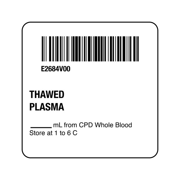 ISBT 128 Thawed Plasma 2" x 2"